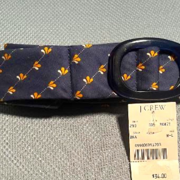 J.Crew Brand New (NWT) Women's Cotton Blue Paisley Belt Sz M-L